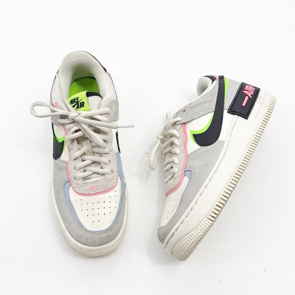 Nike Womens Air Force 1 Shadow Sunset Pulse Lt Armory Blue Electric Green size 7